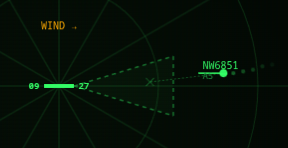 Antigravity build: circular green radar scope with approach vectors