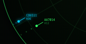 A selected aircraft, highlighted on the scope