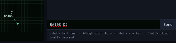 Typing a descend command in the chat window